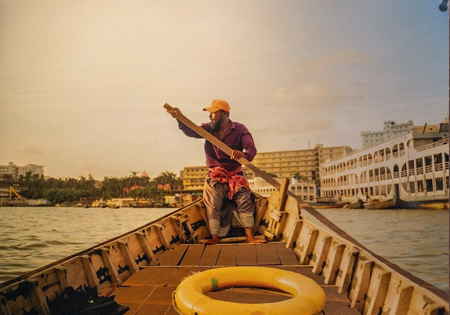 木材に印刷した作品「ボート」
