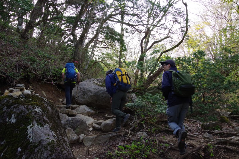 万二郎岳へ登って行く