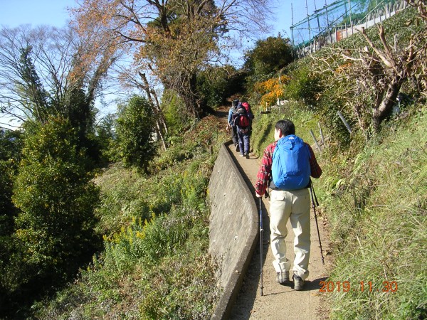 車道から外れて登りだす