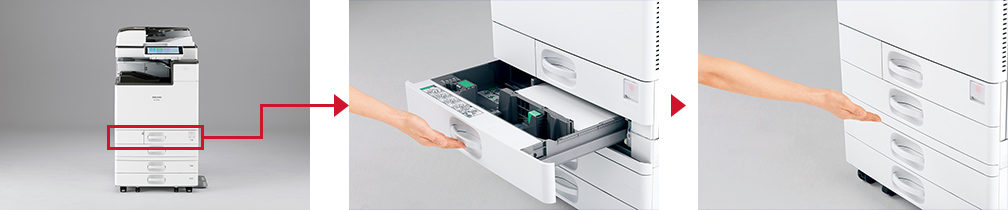 画像：開閉しやすい給紙トレイ 