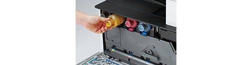 画像：片手で交換可能なトナーボトル