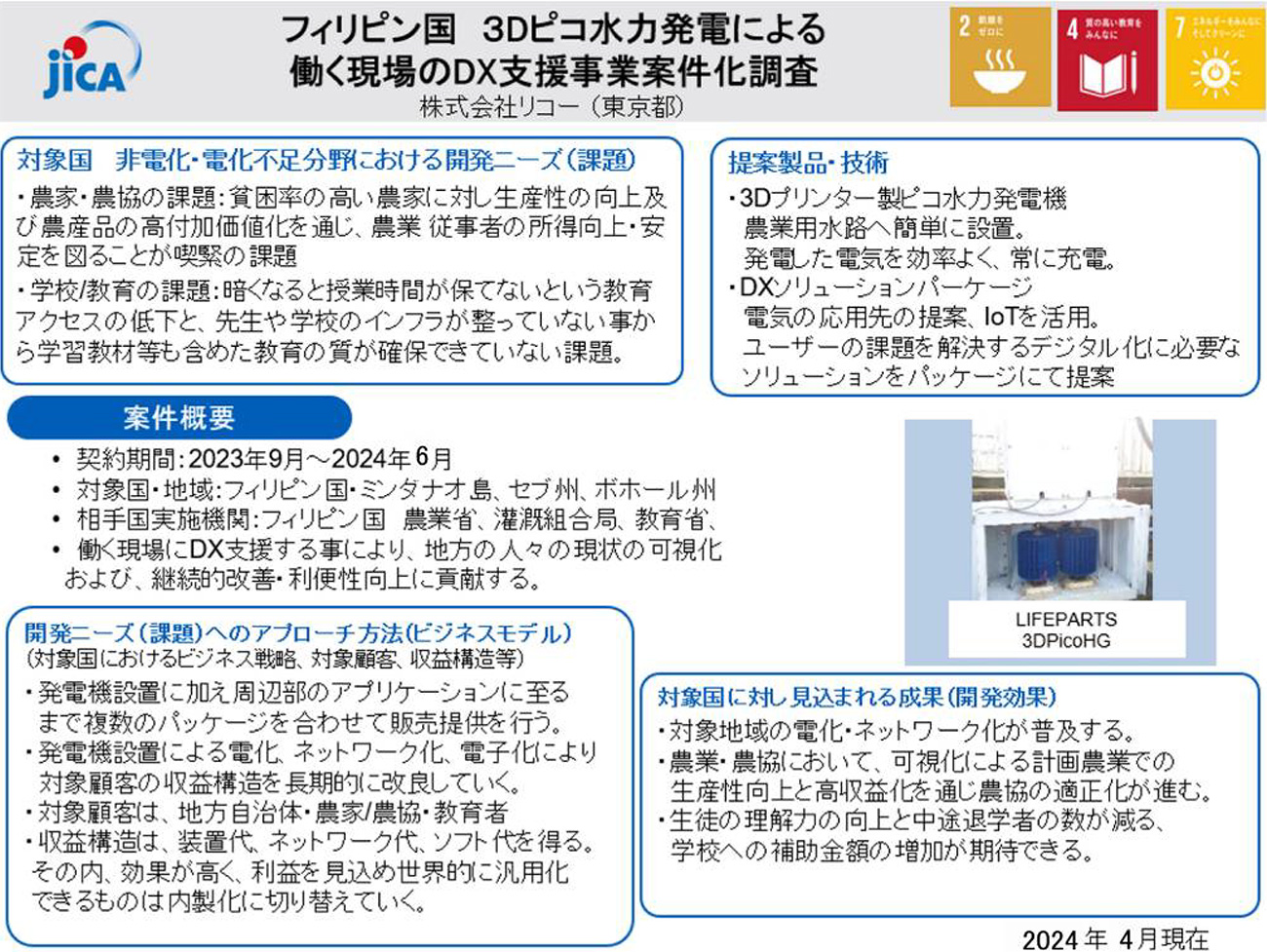 フィリピン国 3Dピコ水力発電による働く現場のDX支援事業案件化調査