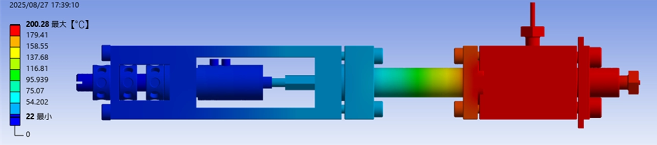 吐出部は200度を超えていますが、セラミックスペーサによりピアゾアクチュエーターを含む駆動部は25度以下の低温に保たれています。